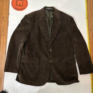 Croft & Barrow Men's Brown Corduroy Blazer 44L sport coat single breasted button